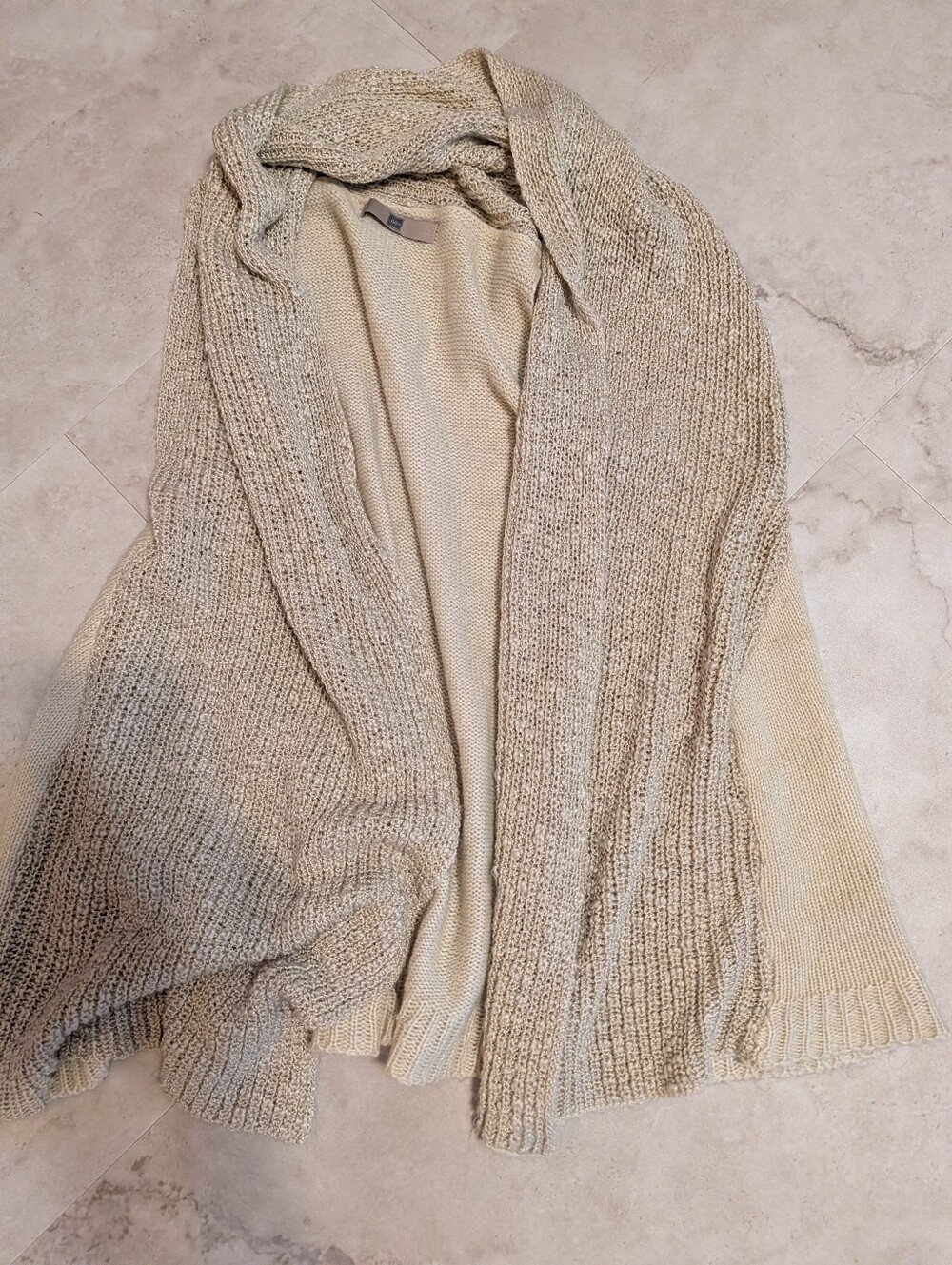 Look by M 🌵 Oatmeal Contrasting Knit Waterfall Open Front Vest OS